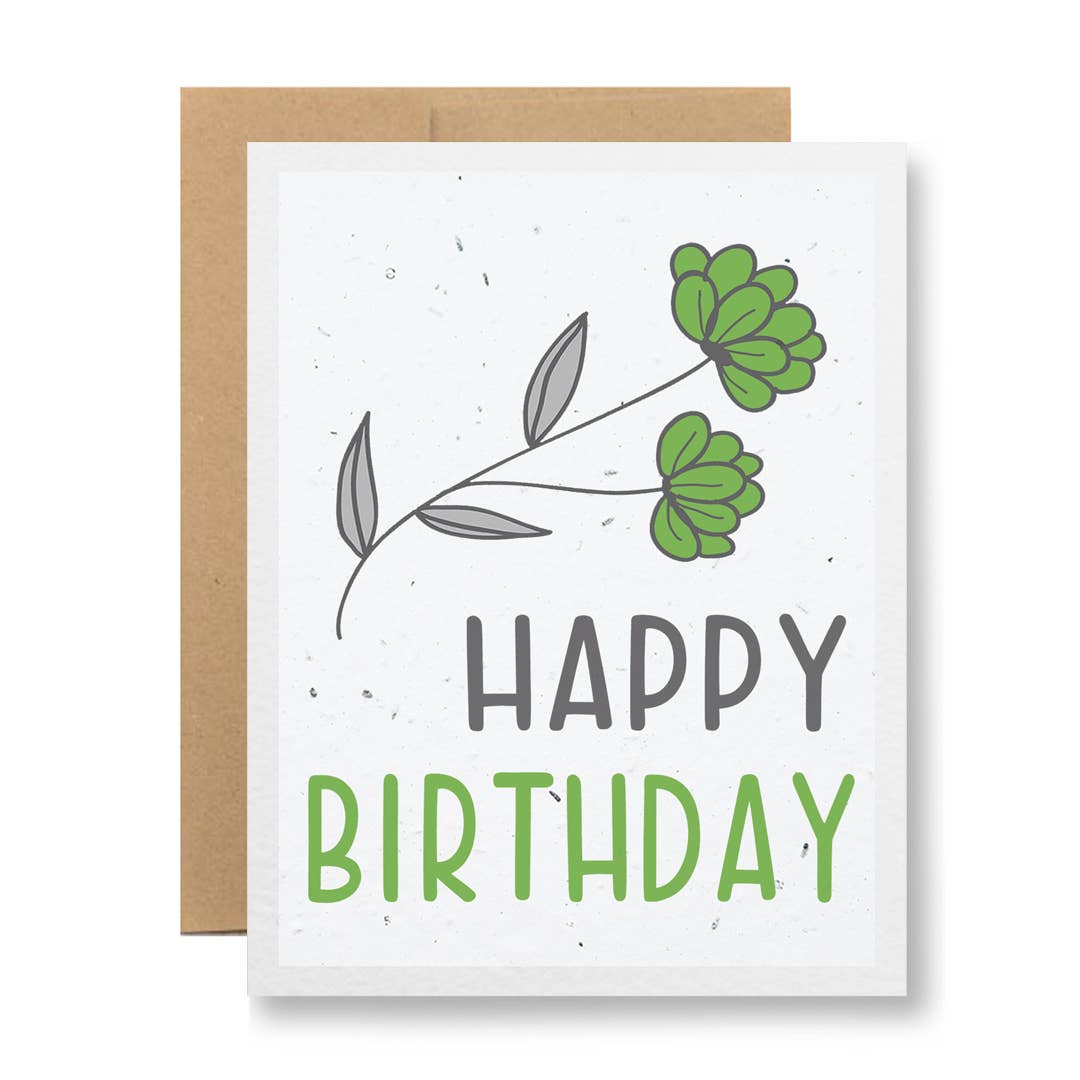 8 Colors - Seed Paper Greeting Card - Happy Birthday: Orange