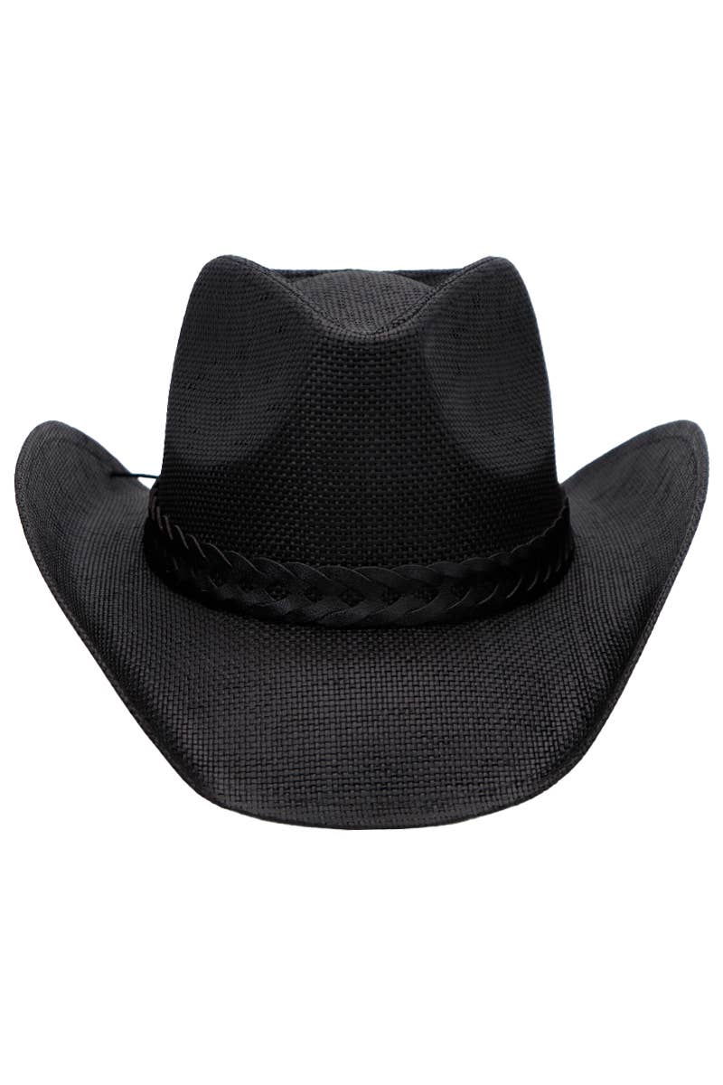 Matte Monochrome Chain Cowboy Hat : Black