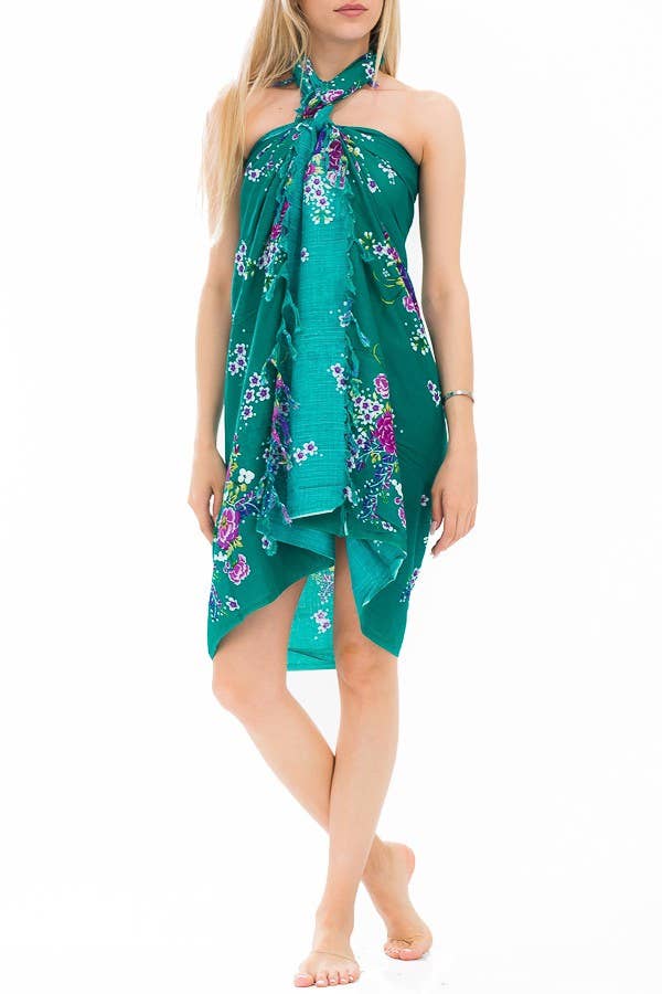 Summer Itty Bitty Floral Bold Bright Colored Sarong Scarves: Fuschia