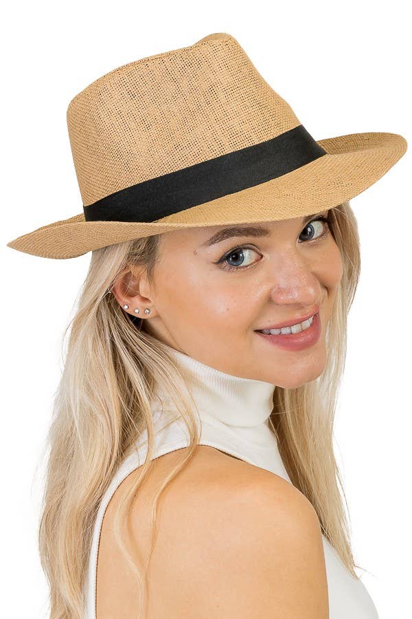 Black Band Straw Fedora