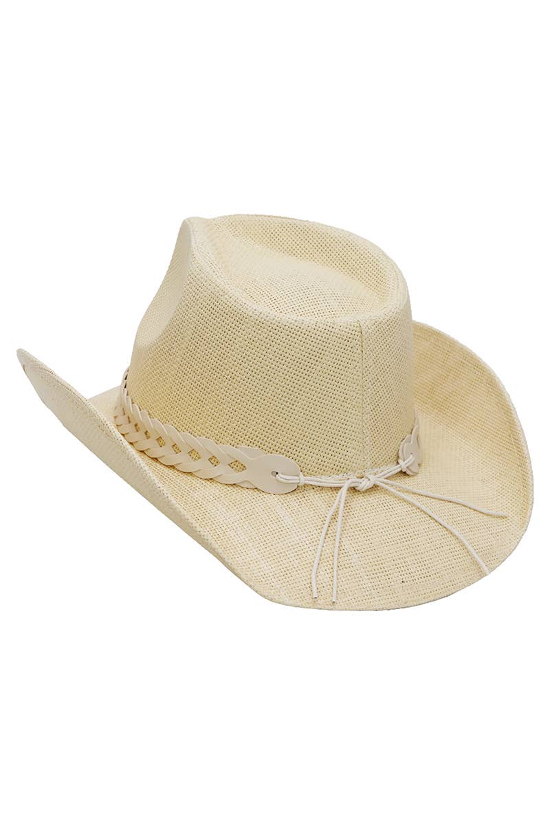 Matte Monochrome Chain Cowboy Hat : Black