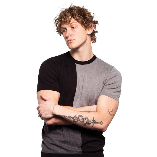 Mondrian Knit Shirt - Shades of Grey: GREY / L