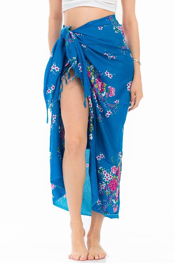 Summer Itty Bitty Floral Bold Bright Colored Sarong Scarves: Fuschia