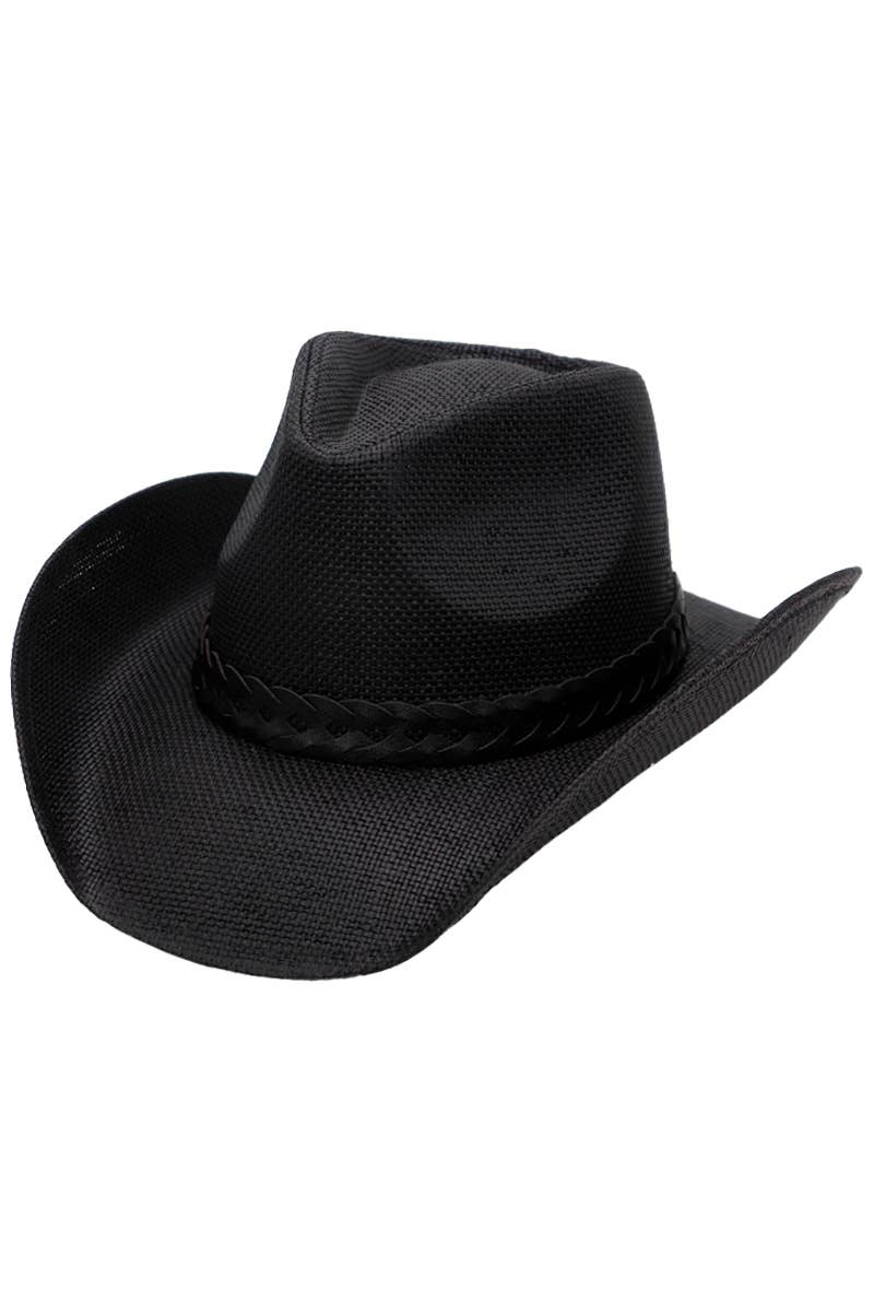 Matte Monochrome Chain Cowboy Hat : Black