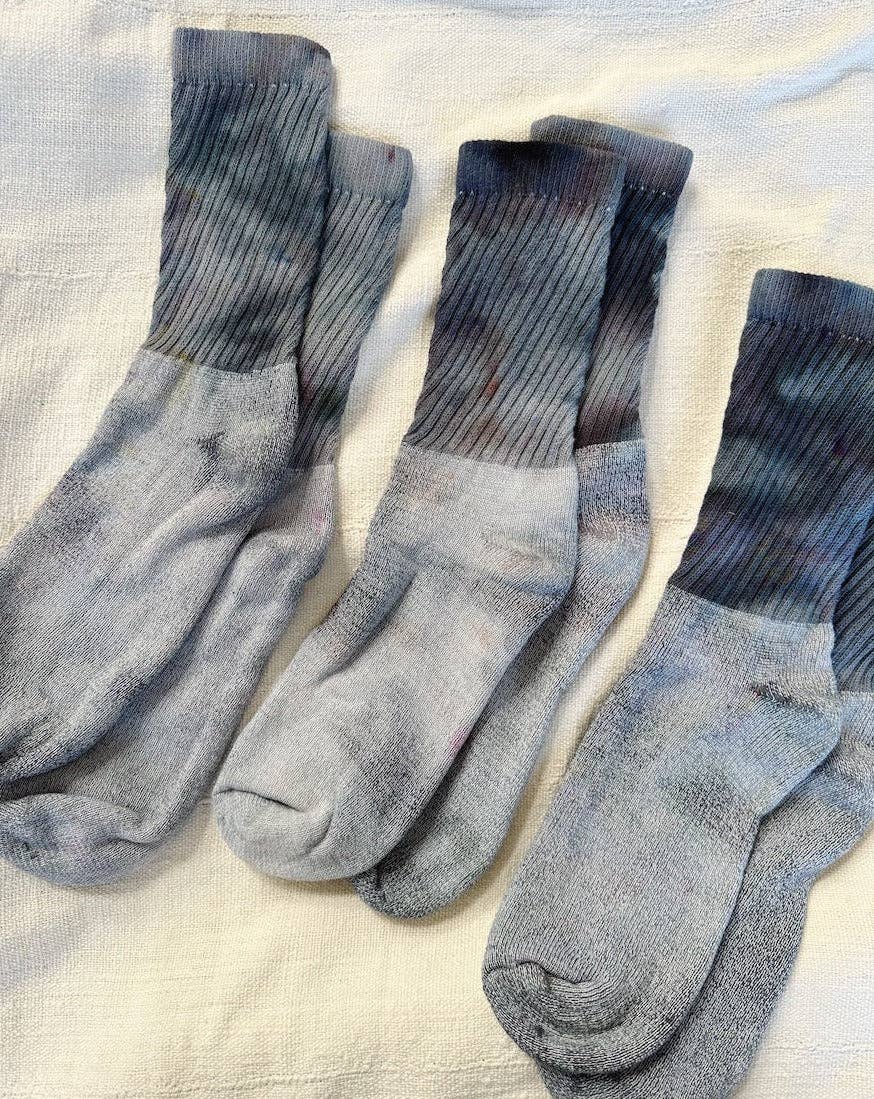 Hand Dyed Organic Cotton Crew Socks: Slate / Small (8-10),