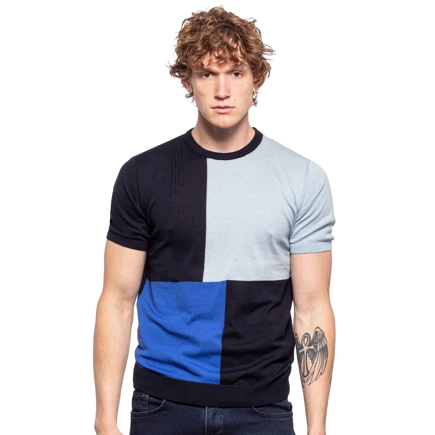 Mondrian Knit Shirt - Summer Blues: BLUE / XL