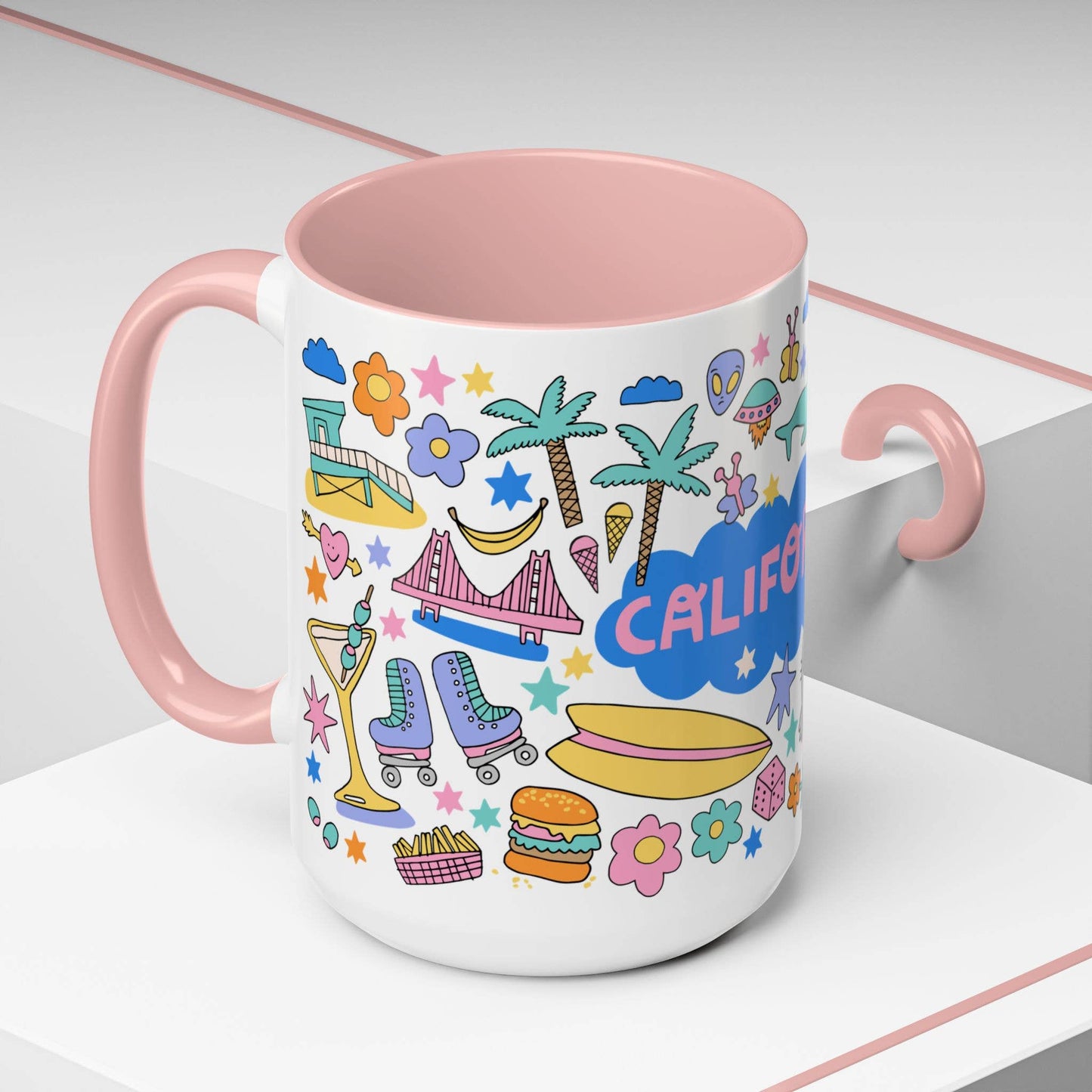 California Sunshine Coffee Mug (15oz, pink)