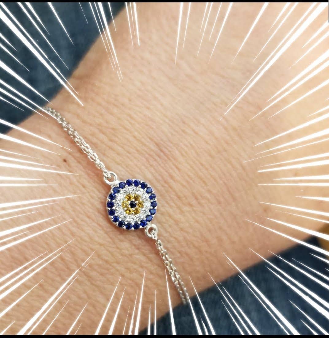 Round Evil Eye Bracelet for Everyday: Gold