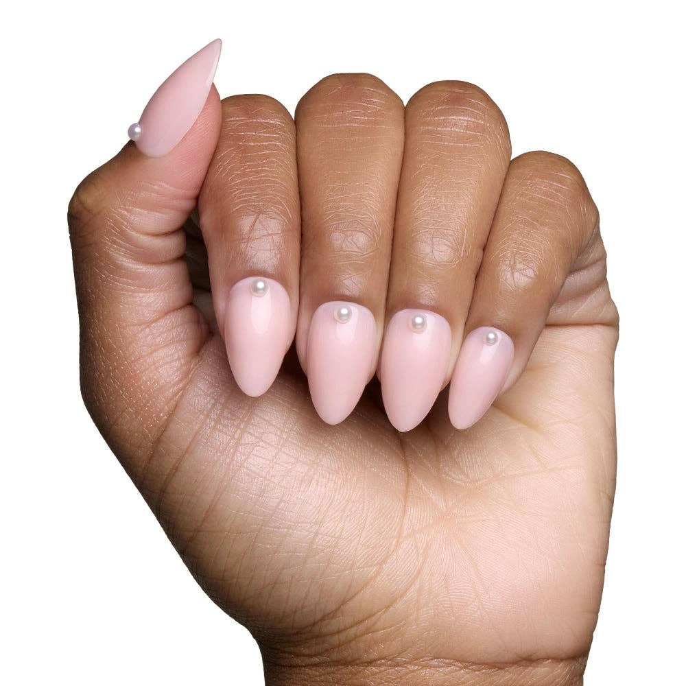 Wifey Press-On Nails | Short Almond Nude Pearl Bridal Nails