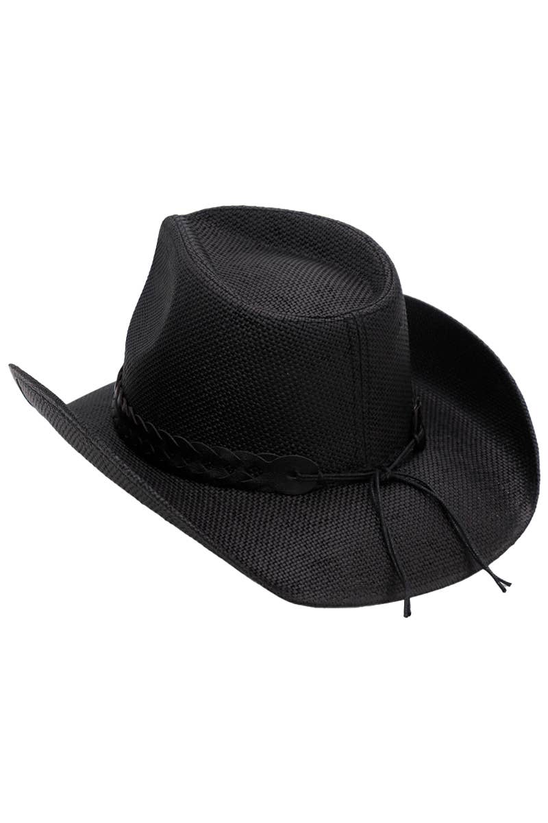 Matte Monochrome Chain Cowboy Hat : Black