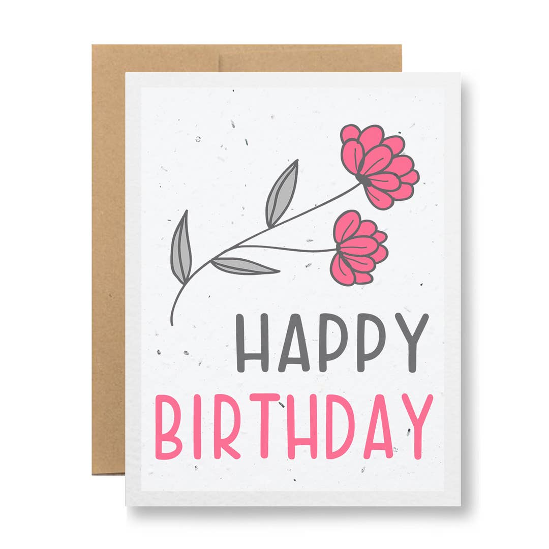 8 Colors - Seed Paper Greeting Card - Happy Birthday: Orange