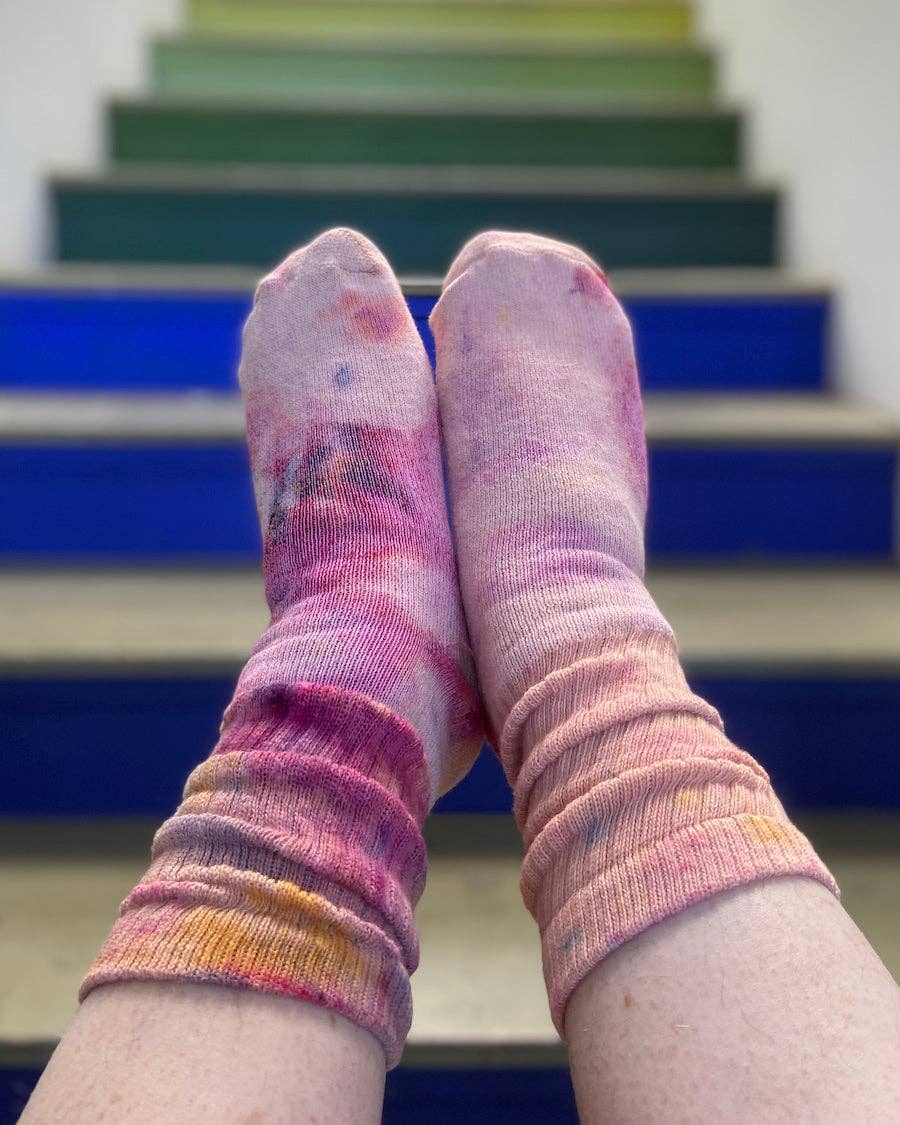 Hand Dyed Organic Cotton Crew Socks: Slate / Small (8-10),