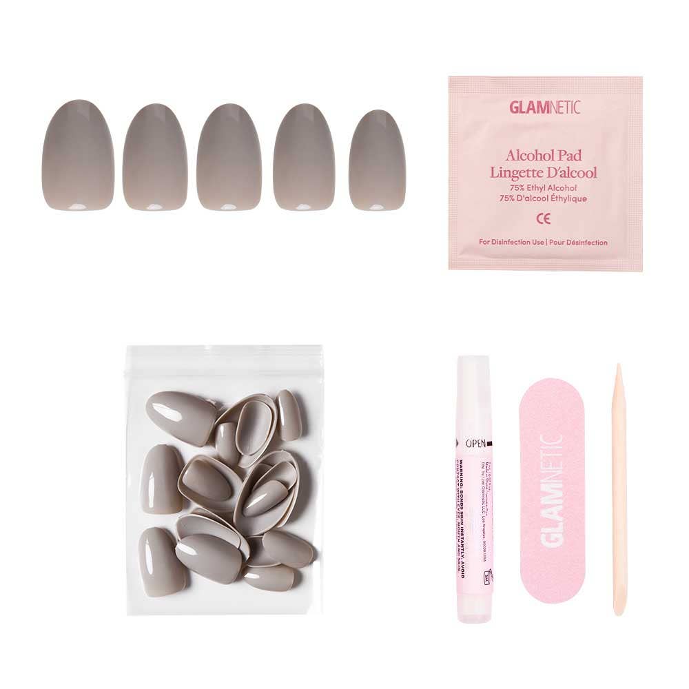 Pure Gray Press-On Nails | Short Oval Solid Holiday Nails