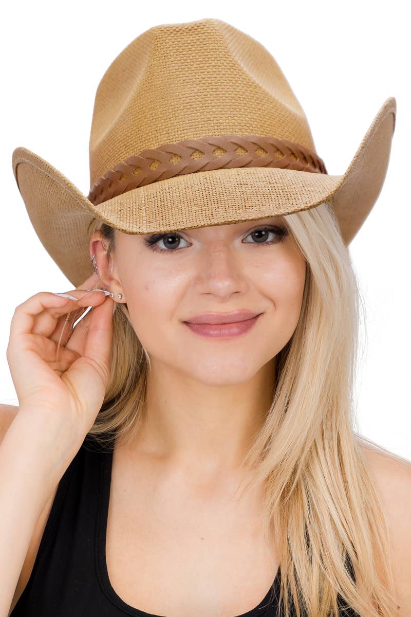 Matte Monochrome Chain Cowboy Hat : Black