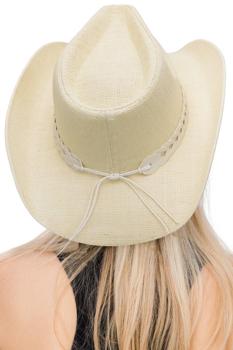Matte Monochrome Chain Cowboy Hat : Black