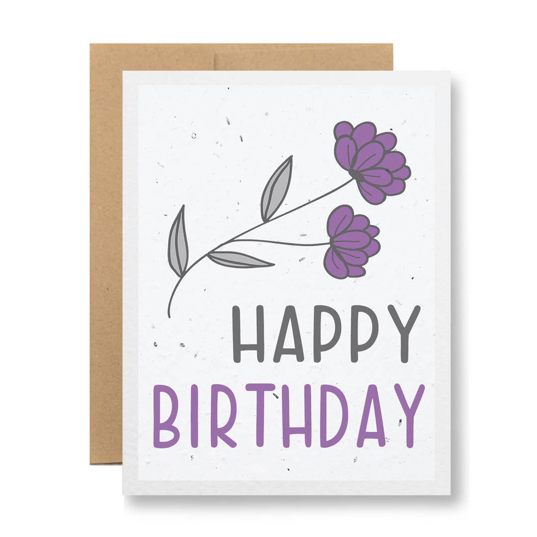8 Colors - Seed Paper Greeting Card - Happy Birthday: Orange