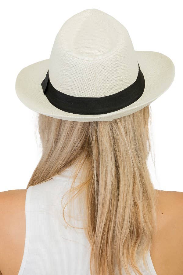 Black Band Straw Fedora
