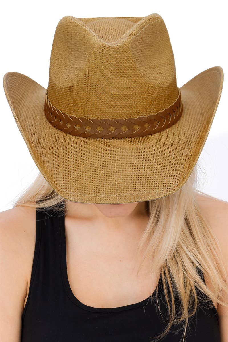 Matte Monochrome Chain Cowboy Hat : Black
