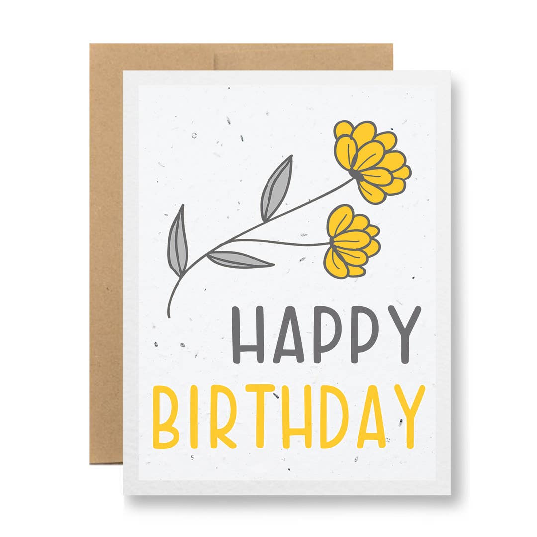 8 Colors - Seed Paper Greeting Card - Happy Birthday: Orange