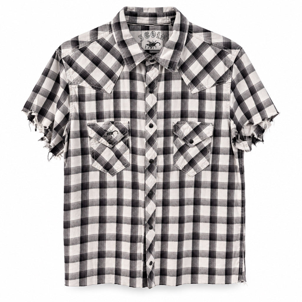 Grey White Checkered S/S - L