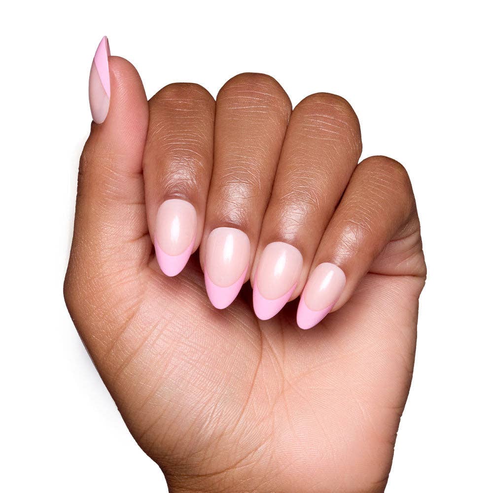 Pink Macaron Press-On Nails | Pink French Tip | Short Almond