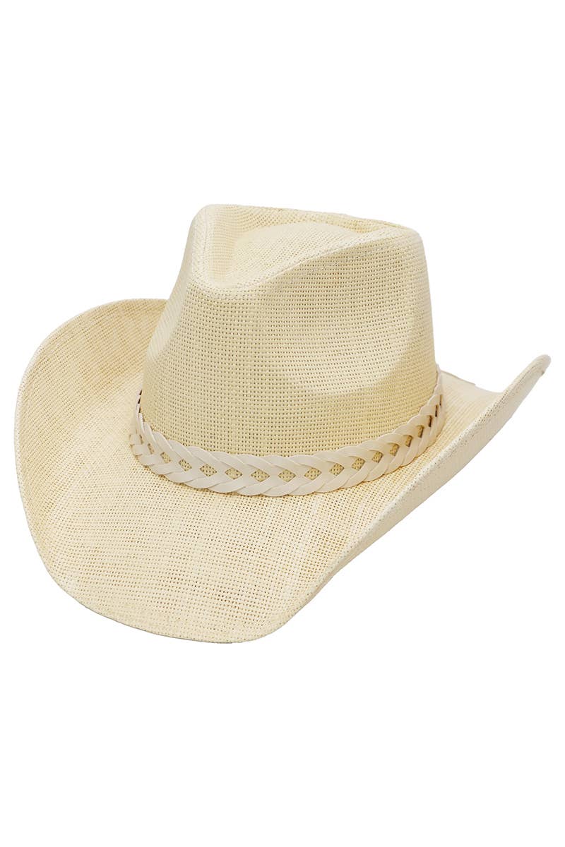 Matte Monochrome Chain Cowboy Hat : Black