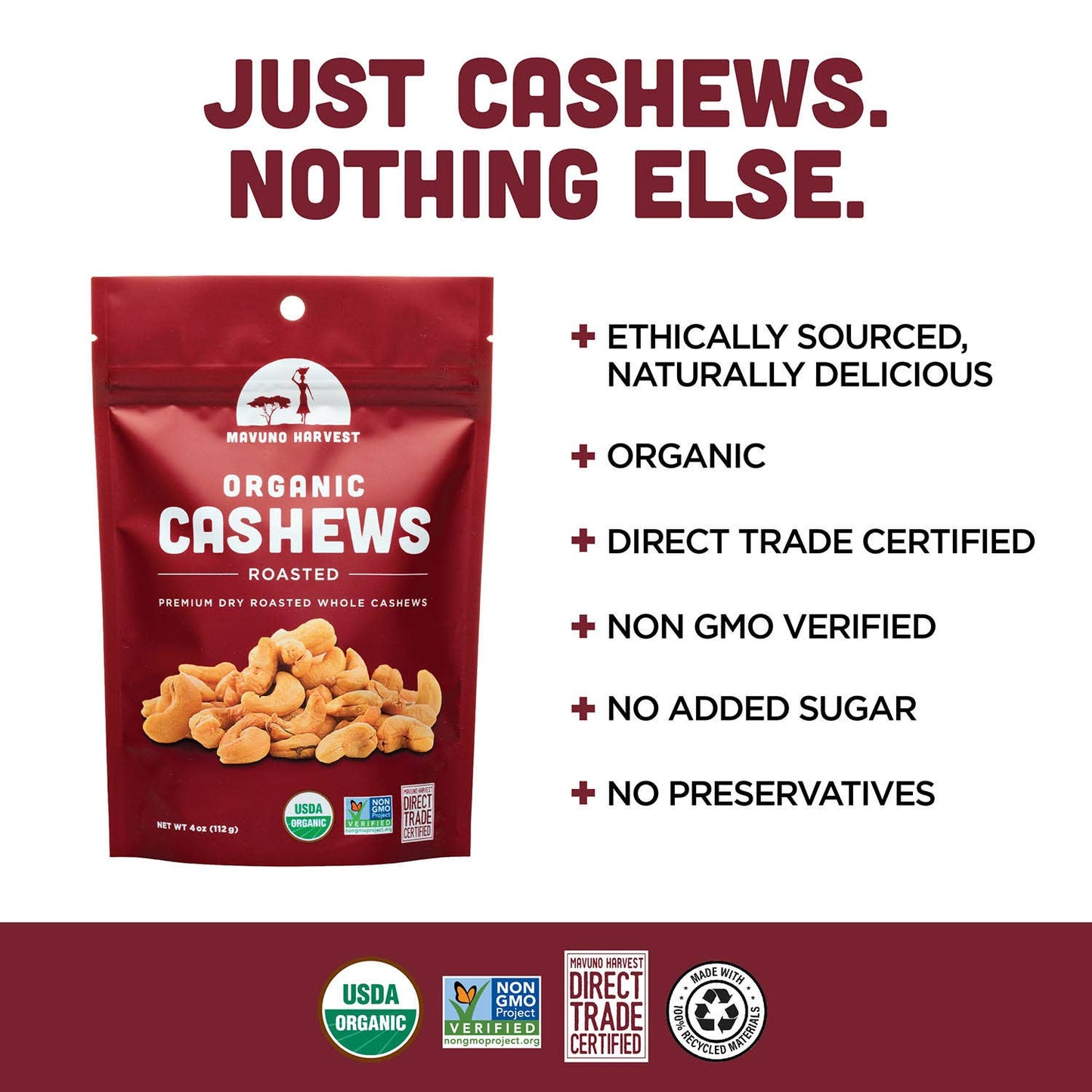 Organic Roasted Cashews: 4 oz
