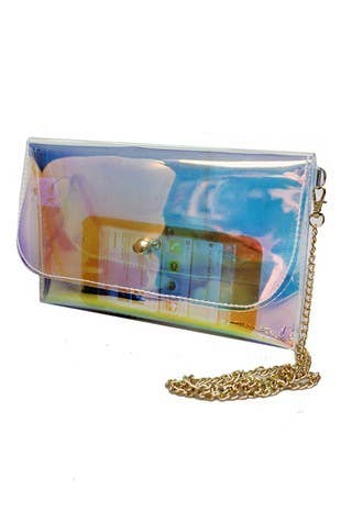 Pouch Iridescent Hologram Clear PVC