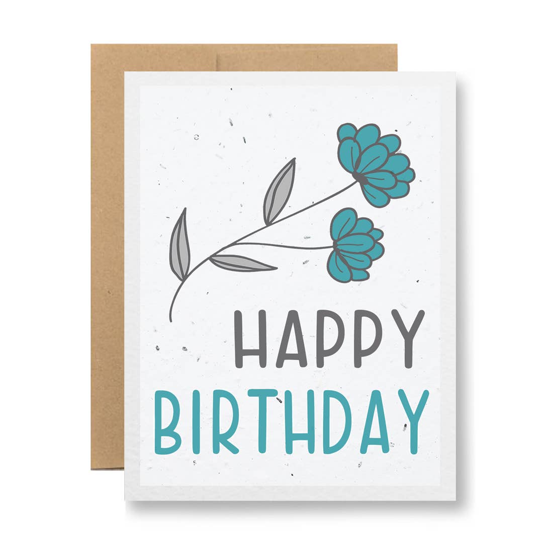 8 Colors - Seed Paper Greeting Card - Happy Birthday: Orange