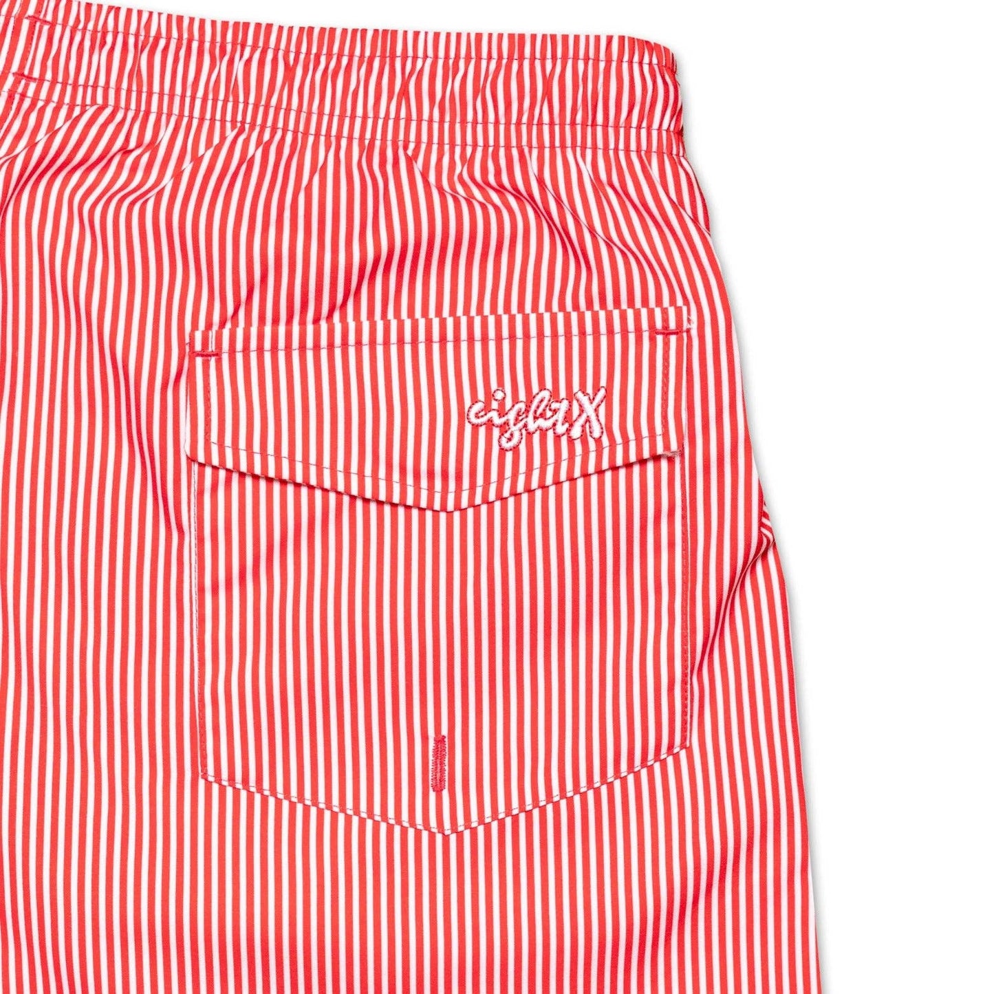Men's Striped Slim Fit Swim Trunks - Red