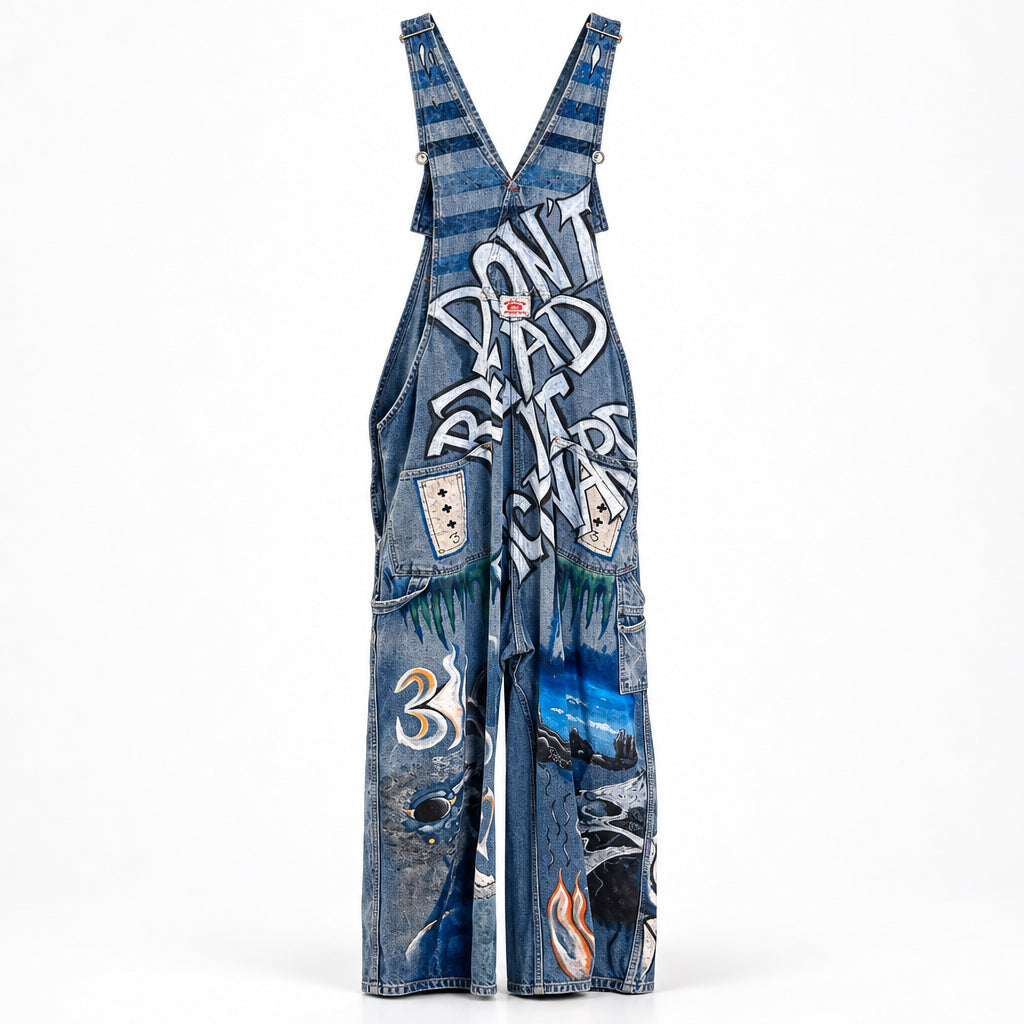 Denim Overalls - Hand Painted Flames