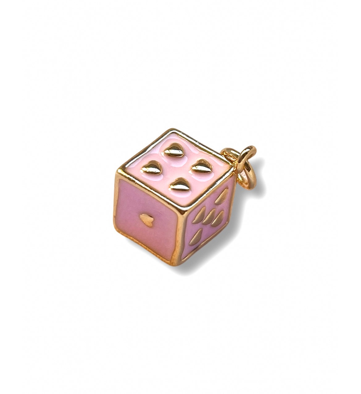 Pink Hearts Dice Charm