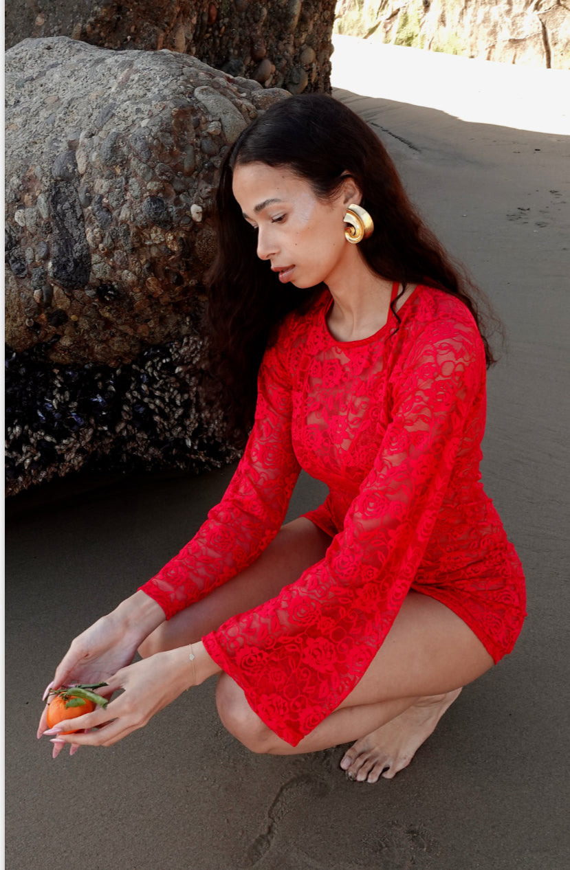 Marianna Lace Dress - Cherry