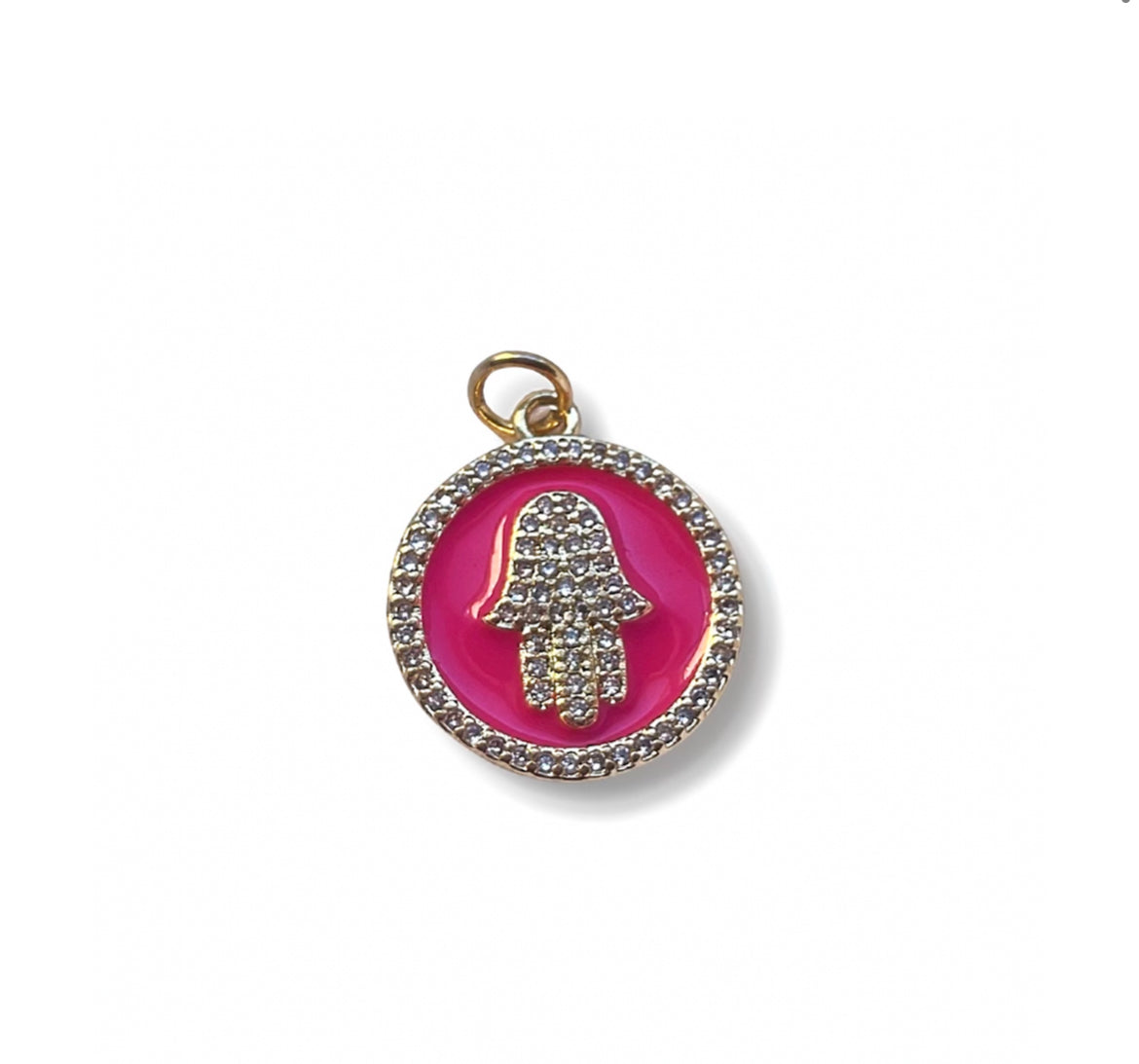 Hot Pink Hamsa Coin Charm