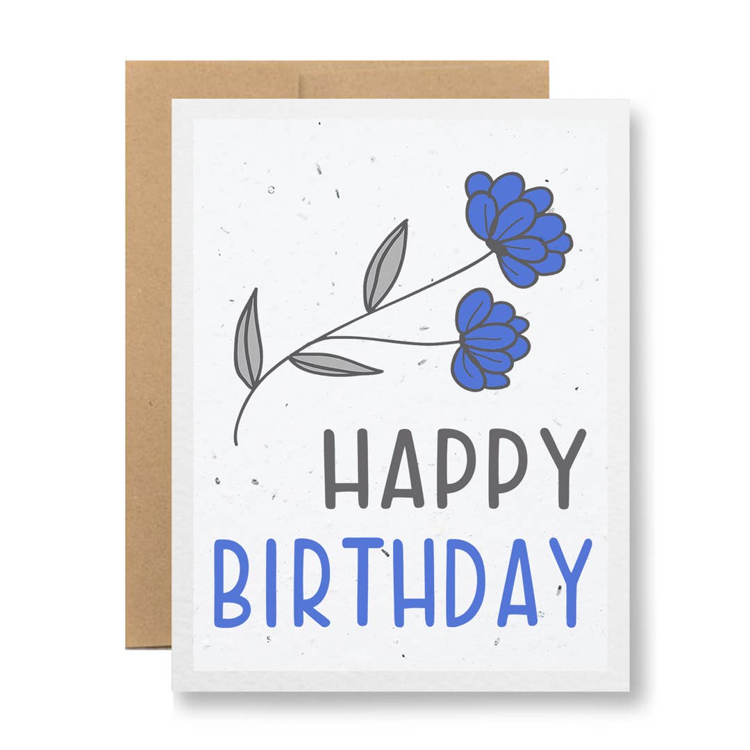 8 Colors - Seed Paper Greeting Card - Happy Birthday: Orange