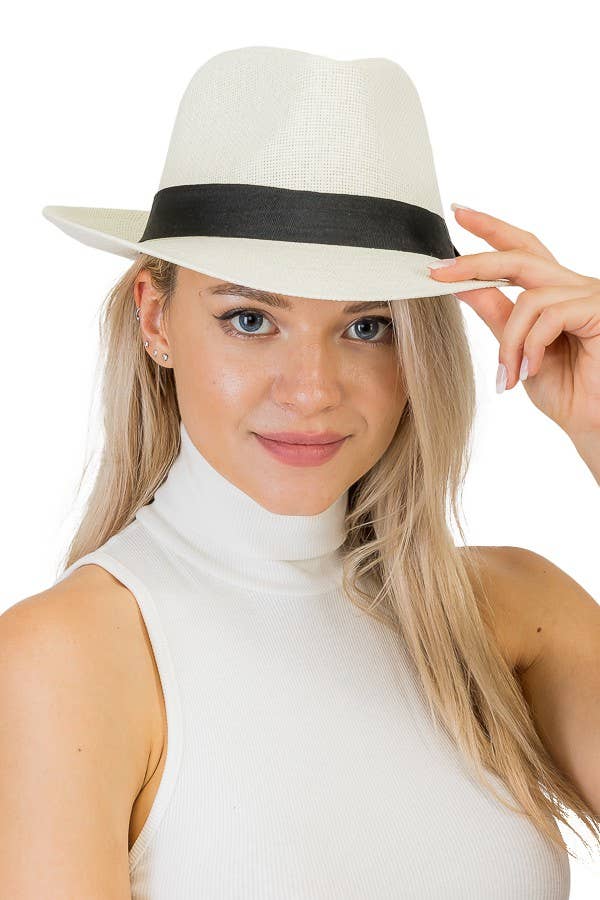Black Band Straw Fedora