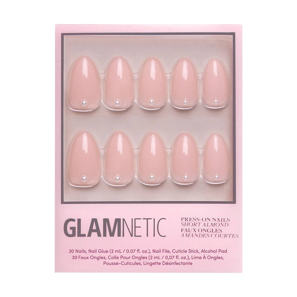 Wifey Press-On Nails | Short Almond Nude Pearl Bridal Nails