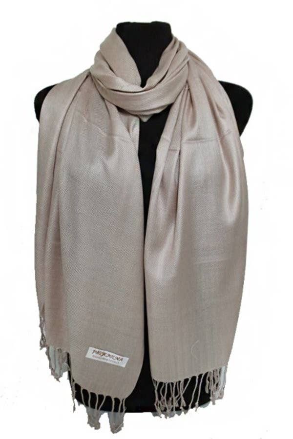 Luxury Solid Faux Pashmina Shawls & Scarves: Black