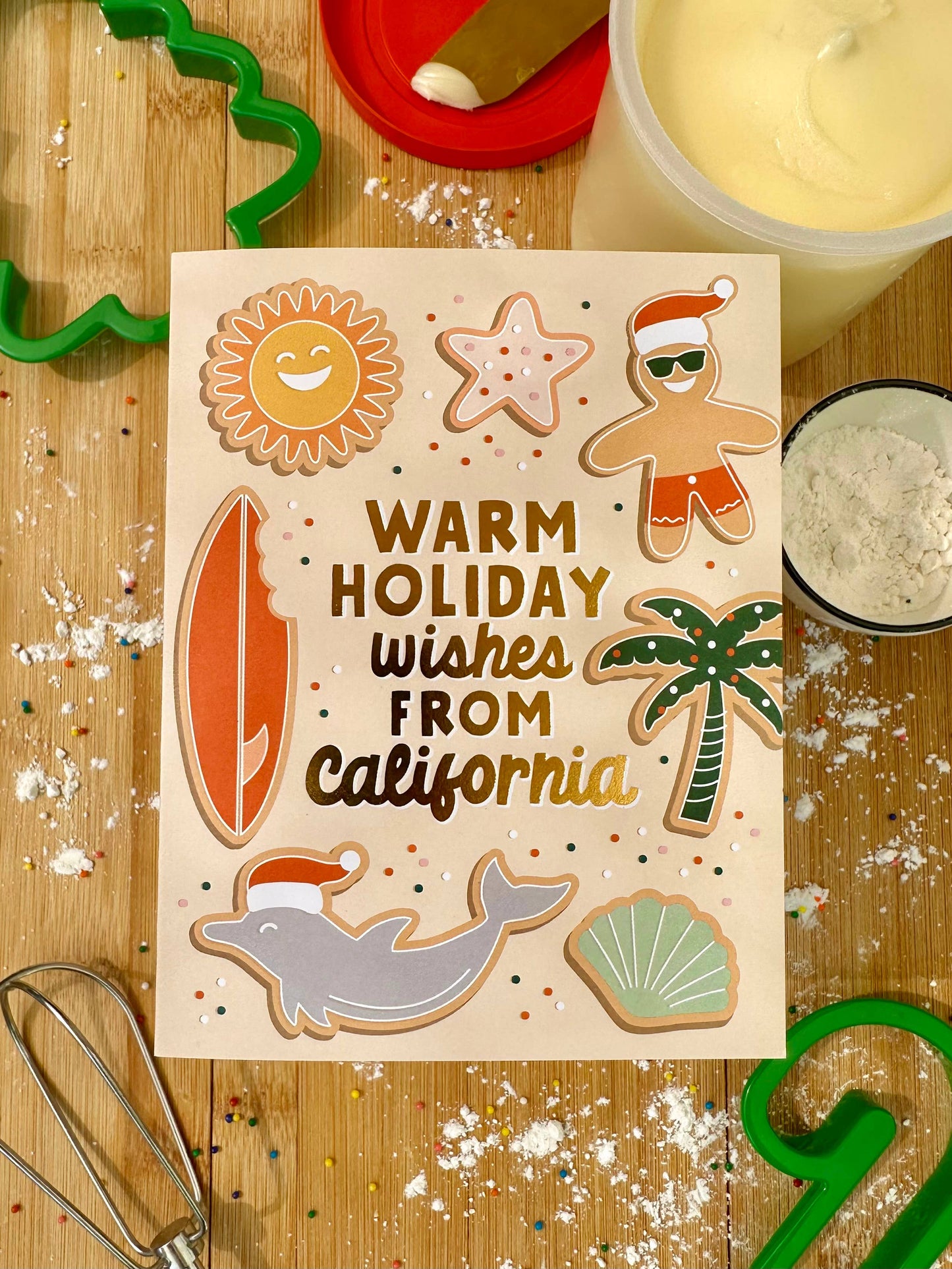 California Warm Holiday Wishes Sugar Cookies