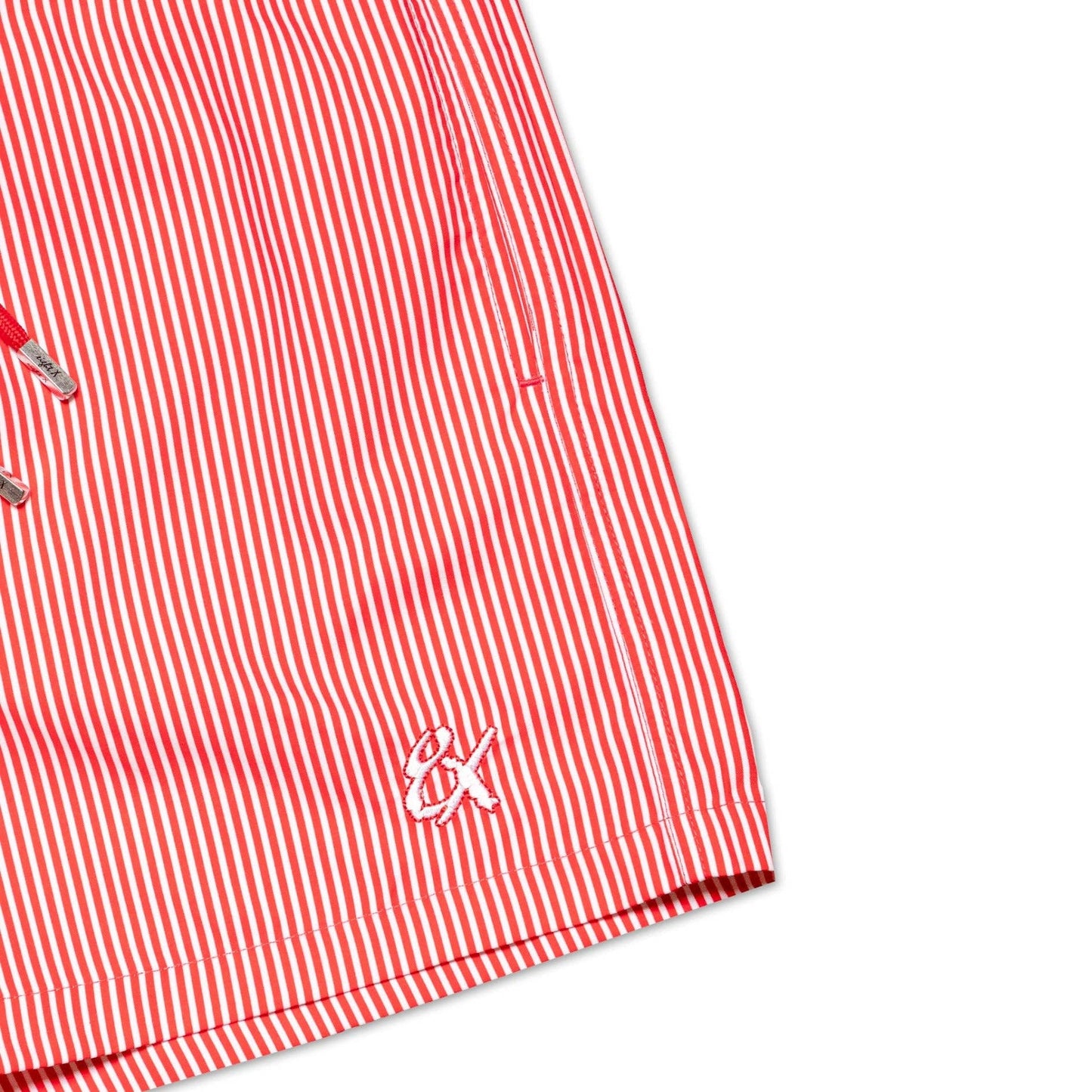 Men's Striped Slim Fit Swim Trunks - Red