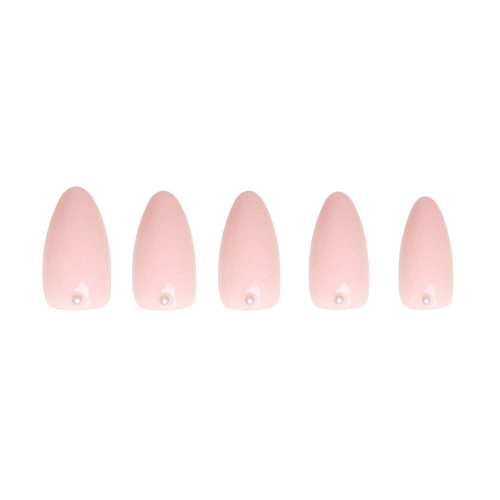 Wifey Press-On Nails | Short Almond Nude Pearl Bridal Nails