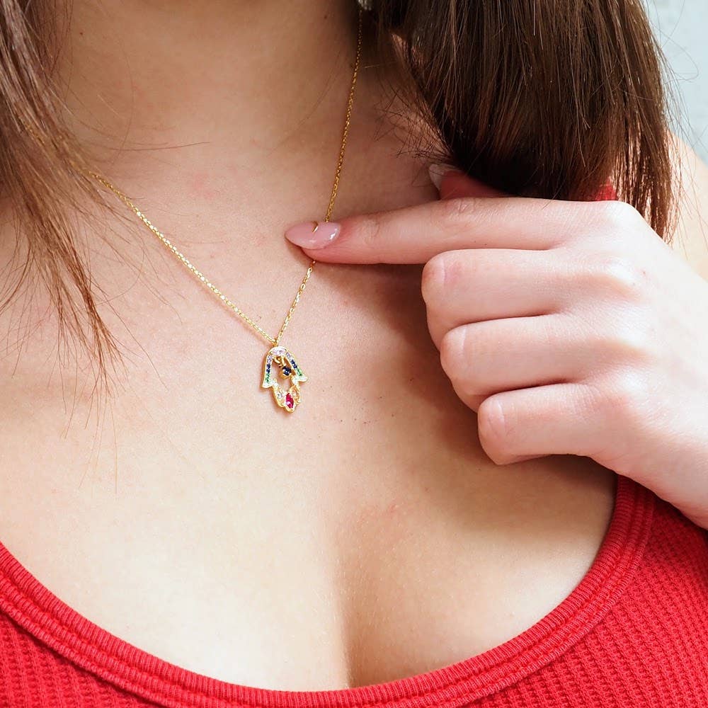Colorful Hamsa Necklace