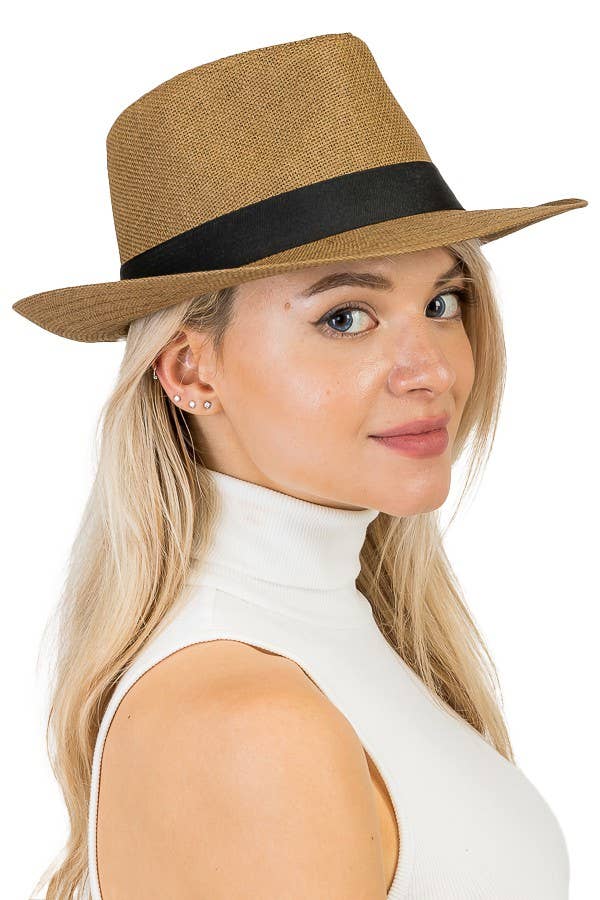 Black Band Straw Fedora