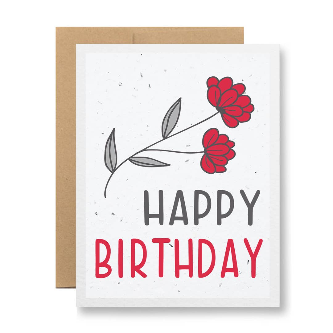 8 Colors - Seed Paper Greeting Card - Happy Birthday: Orange