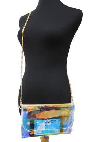 Pouch Iridescent Hologram Clear PVC