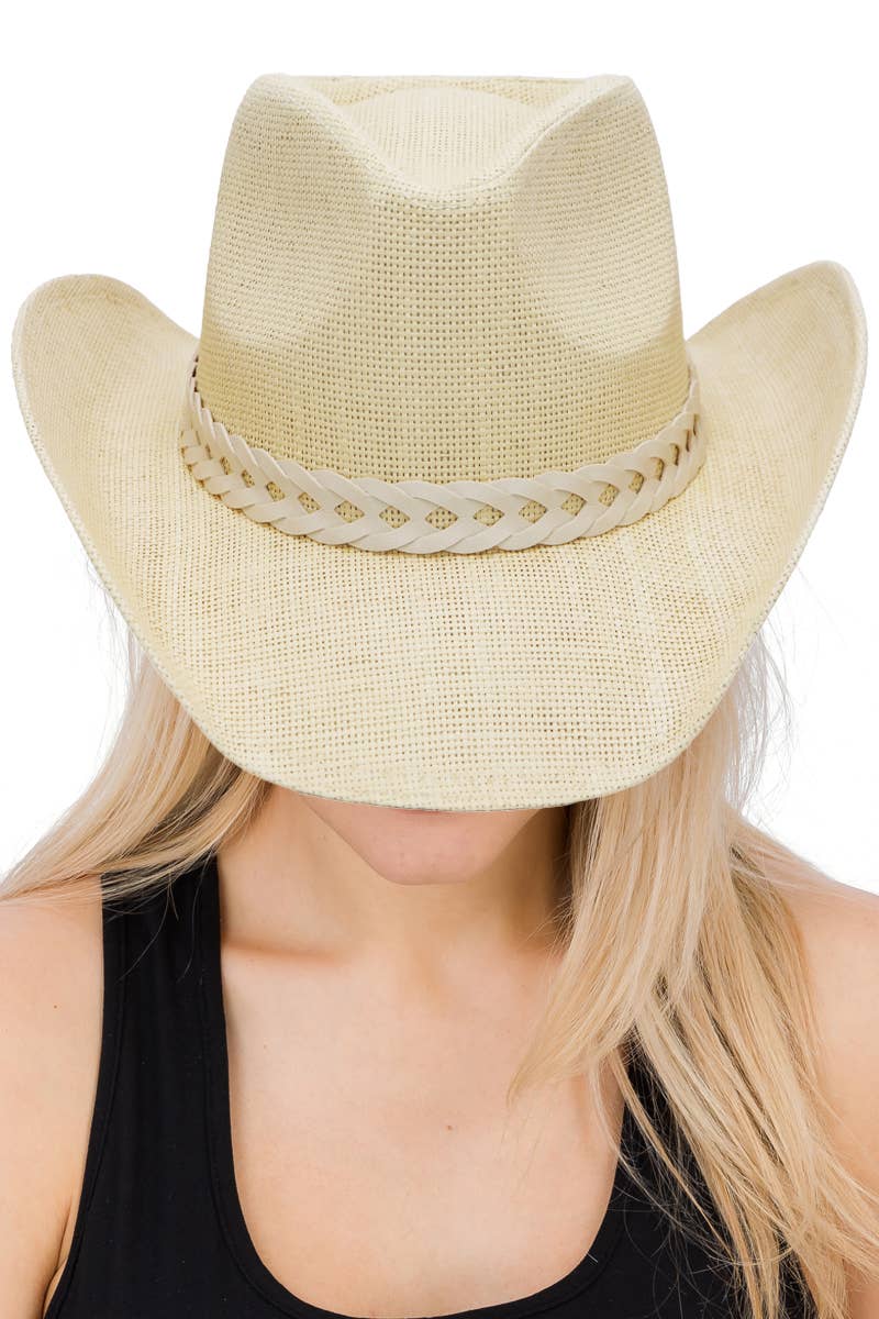 Matte Monochrome Chain Cowboy Hat : Black