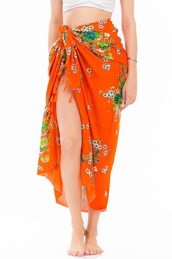 Summer Itty Bitty Floral Bold Bright Colored Sarong Scarves: Fuschia