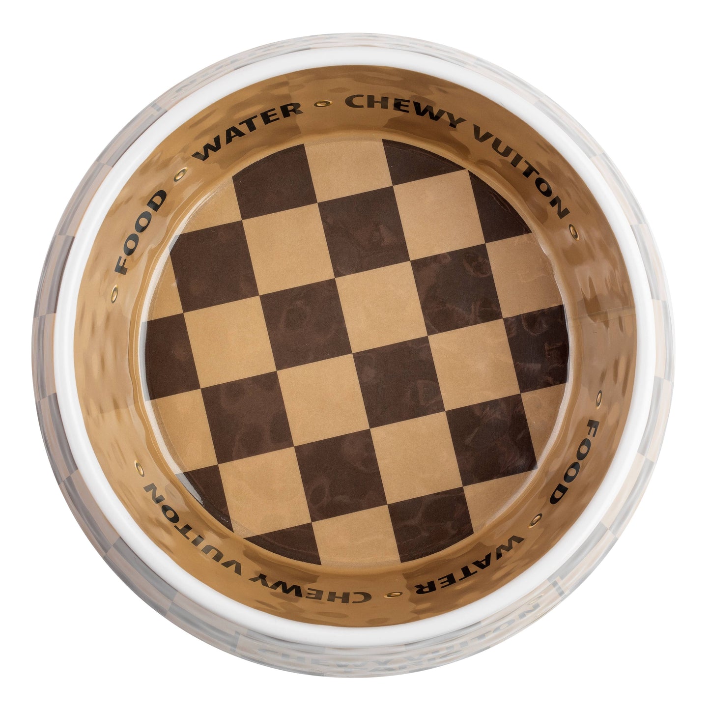 Tan Checker Chewy Vuiton Bowl -