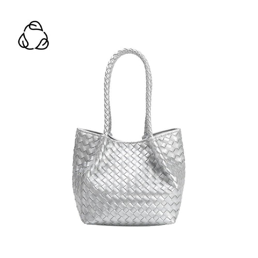 Anahi Silver Recycled Vegan Top Handle Bag