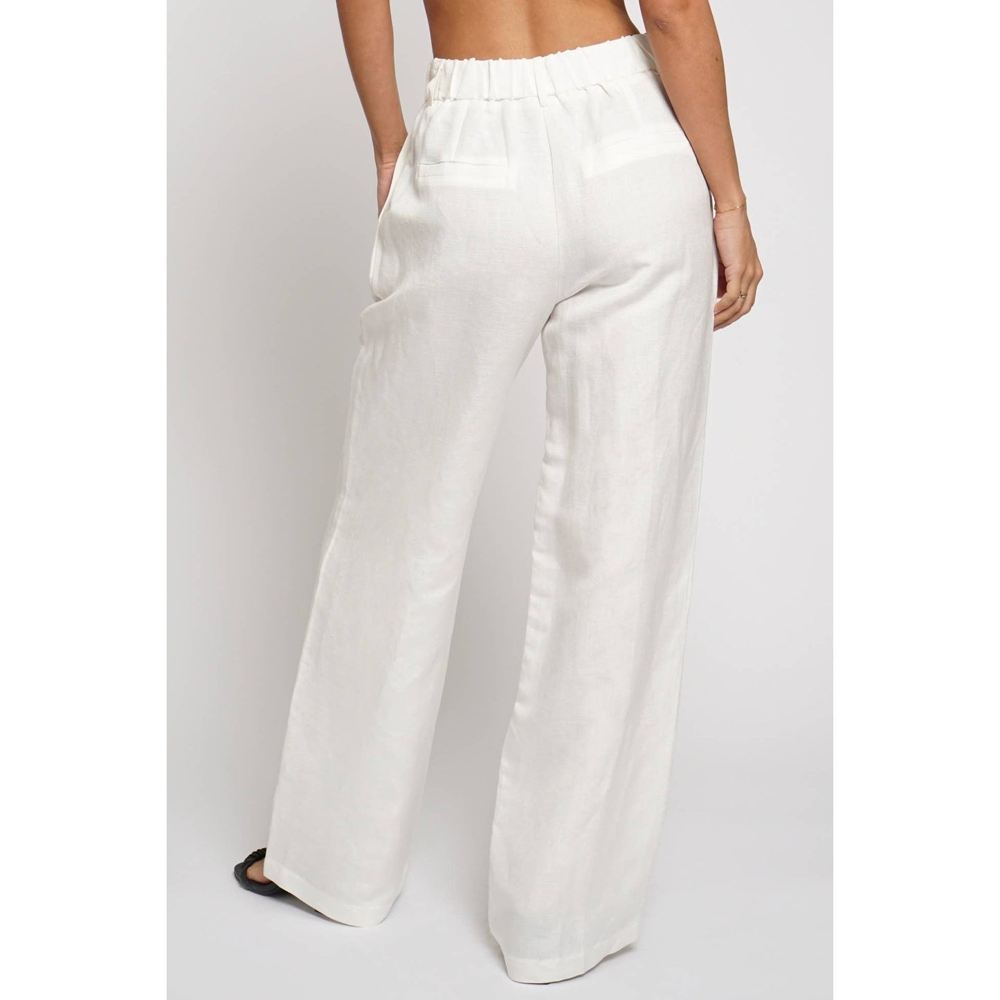 ELASTIC BACK WAISTBAND LINEN TROUSERS